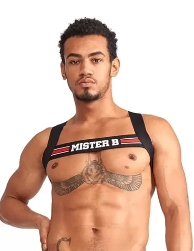 Club Harness X-Back Striped Red - MisterB - ham BDSM elastic rosu