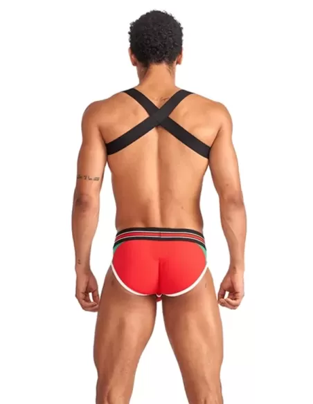 Club Harness X-Back Striped Red - MisterB - ham BDSM elastic rosu