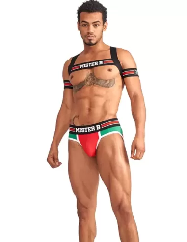 Club Harness X-Back Striped Red - MisterB - ham BDSM elastic rosu