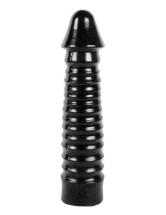 Dildo vinil 26.5 x 6 cm cu striatii stimulare - Bernhard AB29 - All Black - Blackfetish.ro - BDSM Sex Shop