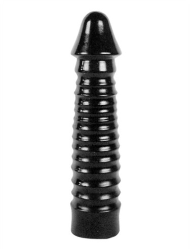Dildo vinil 26.5 x 6 cm cu striatii stimulare - Bernhard AB29 - All Black - Blackfetish.ro - BDSM Sex Shop