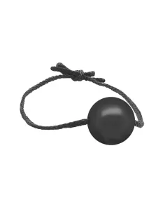 Black Label Gag With Leather Strings Silicone Ball 40 mm Black