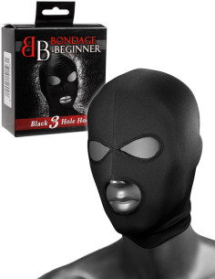Masca elastica fetish BDSM Bondage Beginner Black 3 Hole Hood - Push