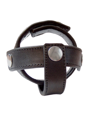 Inel cockring separatie testicole piele natural neagra - Cock And Ball Box Plain - MisterB