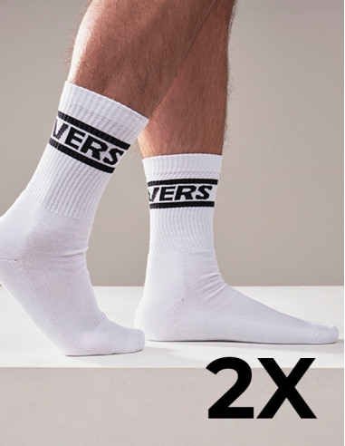 Pachet dublu sosete fetish BDSM - Crew Socks Vers 2-Pack White - MisterB